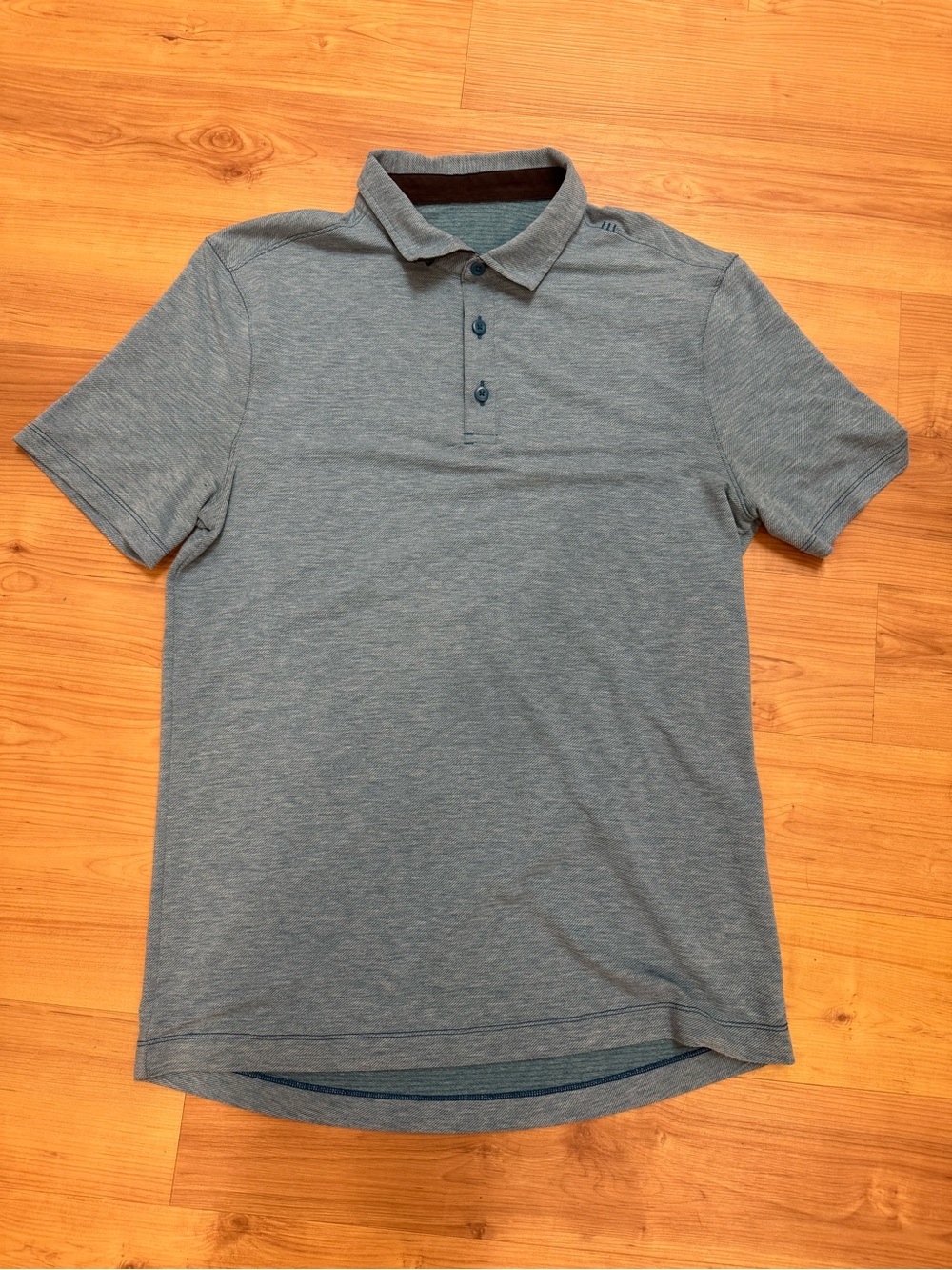 Lululemon Men's Evolution Short Sleeve Polo Shirt Heathered Blue Green M/L